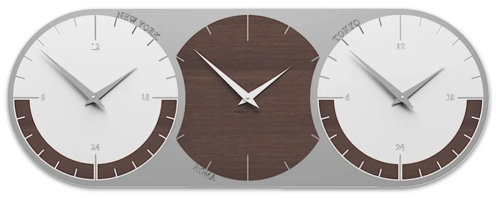 CalleaDesign Orologio World clock a 3 fusi – rovere wengè