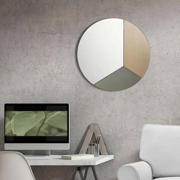 Specchio rotondo moderno 80 cm con vetro fumč e bronzo - OSCAR