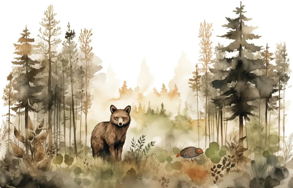 Carta da parati autoadesiva – Procione nel bosco incantato