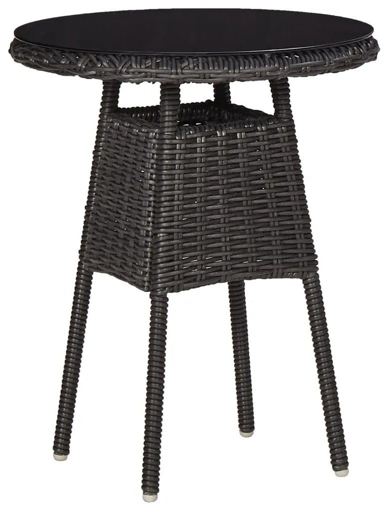 Sedie da giardino 2 pz con tavolino da tè in polyrattan nero