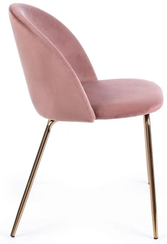 Set di 4 sedie TANYA in velluto rosa e base oro
