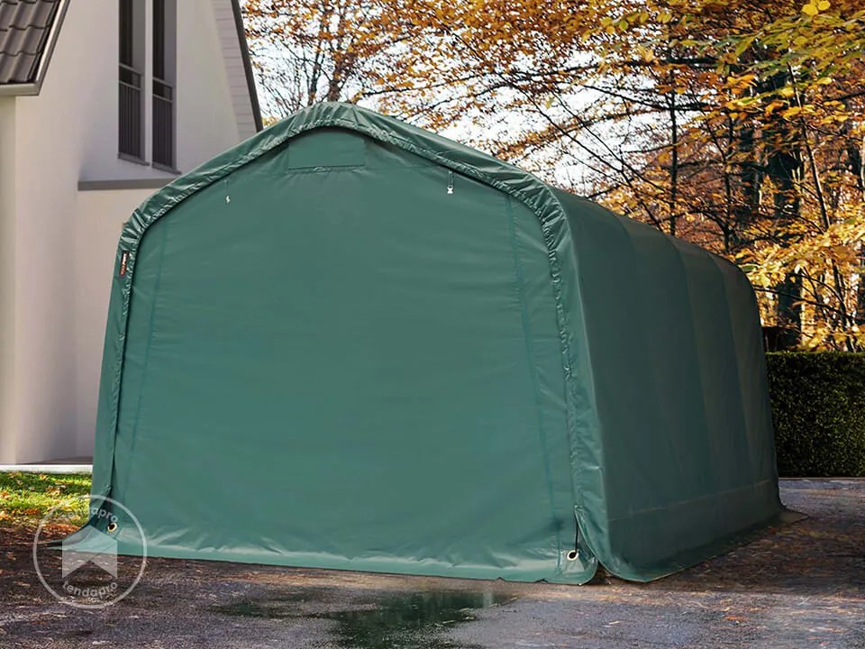 TOOLPORT 3,3x4,8m tenda garage, PVC 800, verde scuro, con statica (sottofondo in terra) - (58315)