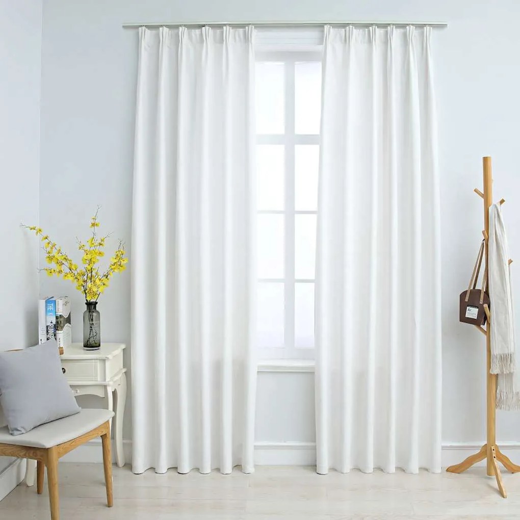 Tende Oscuranti Con Ganci 2 Pz Avorio 140x175 Cm /
