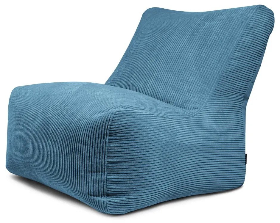 Puof a sacco blu con rivestimento in velluto a coste Seat 100 Lounge – SLOWDOWN