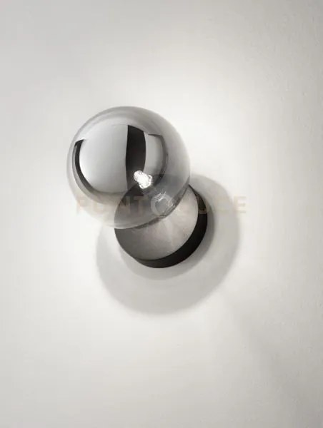 Pallina applique 1 luce attacco g9 nero con sfera fume' d.14cm