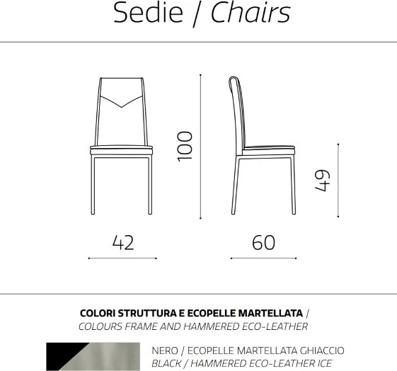 Sedia ecopelle da pranzo Ghiaccio - VIVIENNE 2 sedie