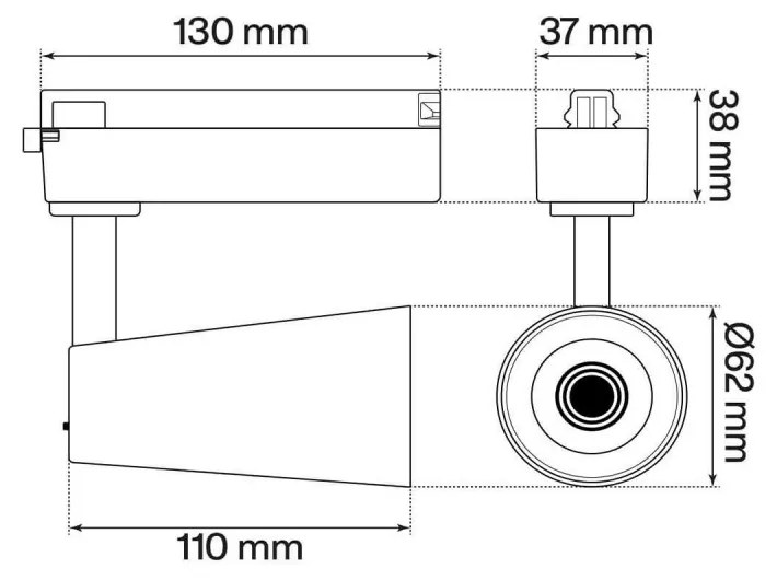 Faro LED 15W Monofase Rosa CRI92 Bianco Variabile 38° - Bridgelux LED Colore Bianco Variabile CCT