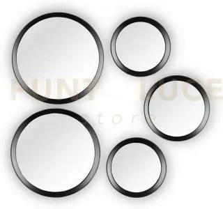 Lia set 5 specchi diametri assortiti con cornice plastica nera