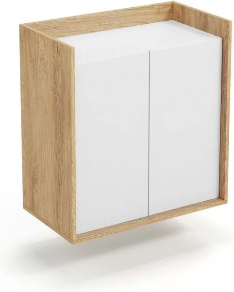 Comò modulare Mobius 2D in legno naturale/bianco - H83 cm