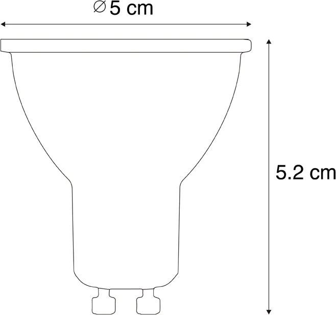 Set di 5 Lampadine LED GU10 Dimmerabili 3.9W 450 lm 3000K Lunga Durata