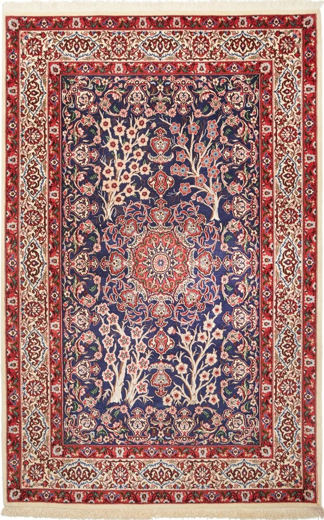 Isfahan Tappeto 160x110 Blu (Iran) Annodato A Mano