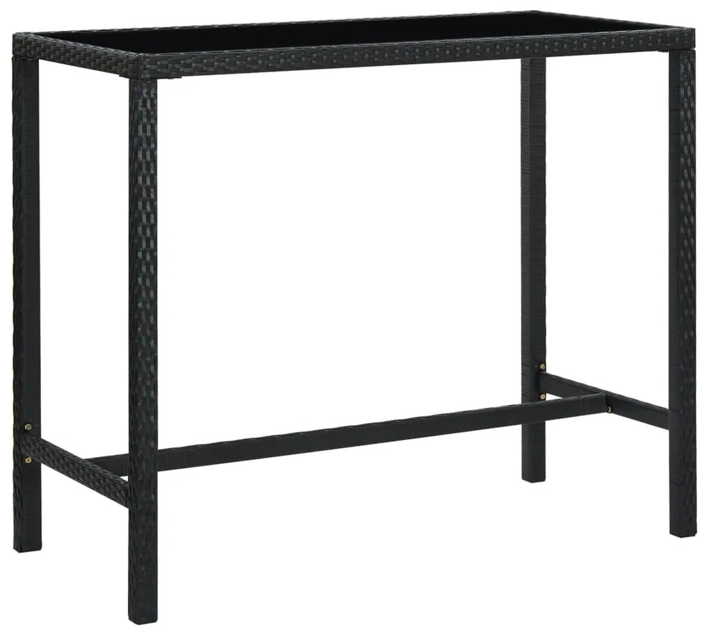 Tavolo Da Bar Per Esterni Nero 130x60x110 Cm Polyrattan E Vetro /