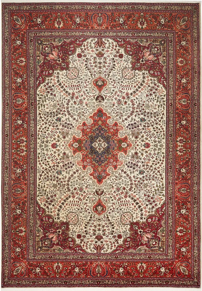 Tabriz Tappeto 290x200 Beige (Iran) Annodato A Mano