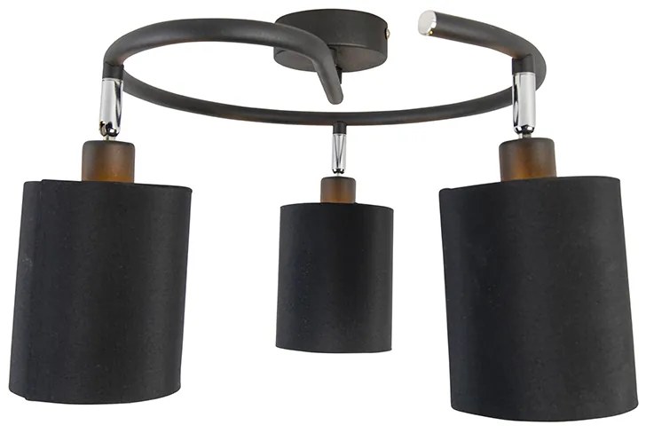 Plafoniera moderna nera 3 luci - Lofty