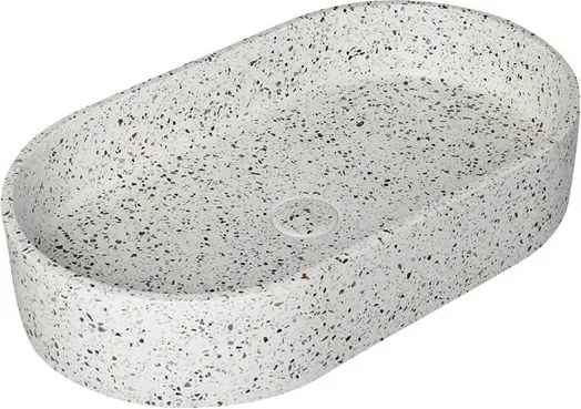 Lavabo da appoggio ovale con finitura terrazzo stracciatella | KTERL-600STR - KAMALU