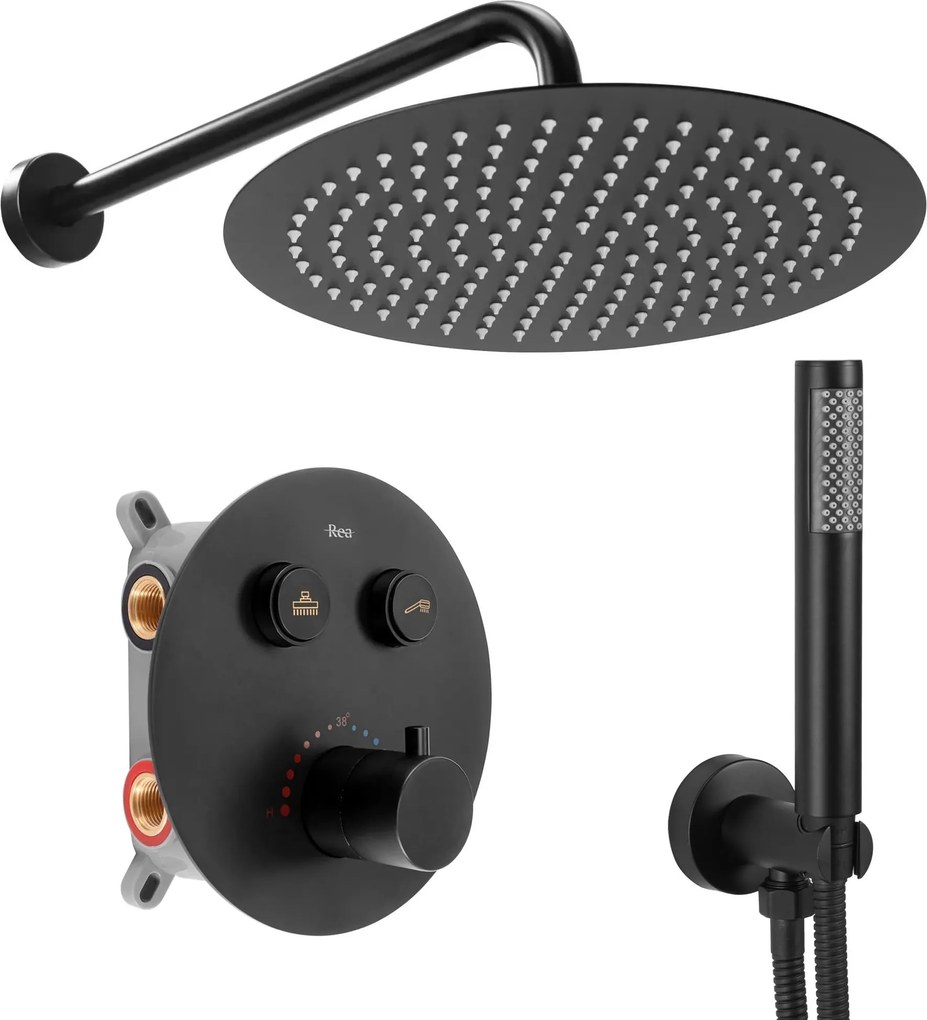 Set doccia da incasso Rea LUNGO Black Matt BOX