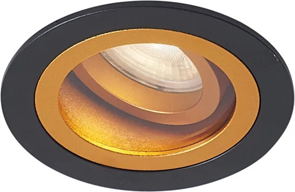 Faretto da incasso moderno nero con oro orientabile e inclinabile IP44 - Chuck