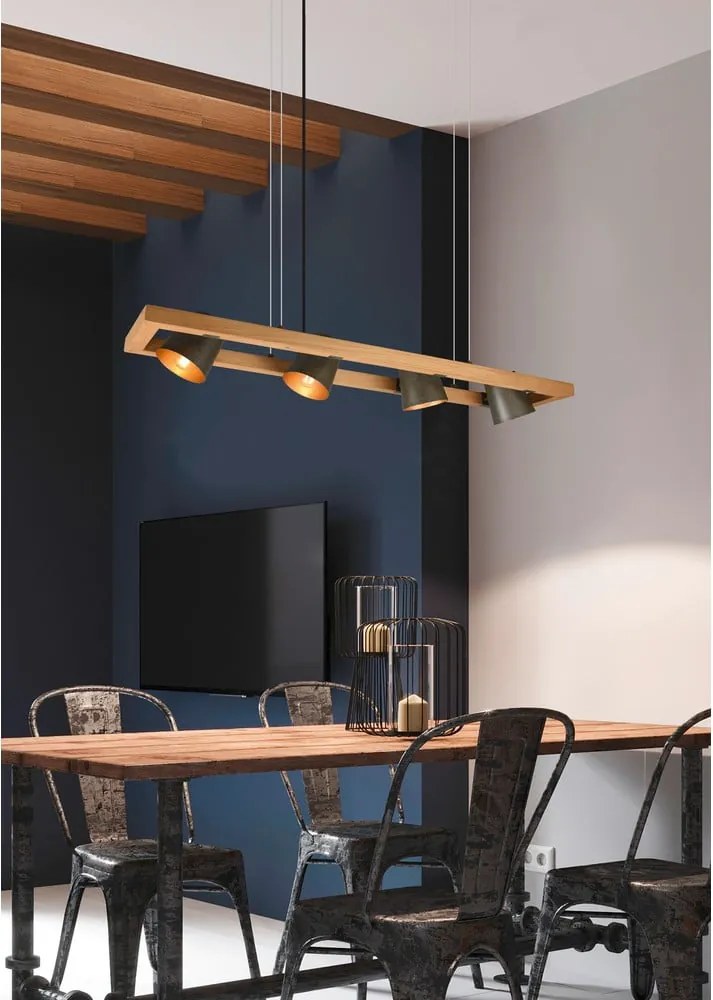 Lampadario in colore grigio-naturale Bell - Trio