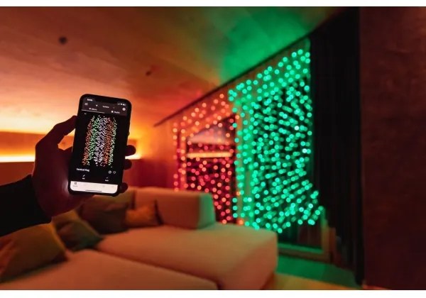 Twinkly TWW210SPP-TEU - LED RGB Tenda natalizia per esterni 210xLED 6,1m IP44 Wi-Fi