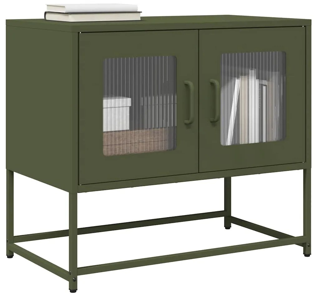 Mobile Tv Verde Oliva 68x39x60,5cm İn Acciaio Laminato A Freddo /