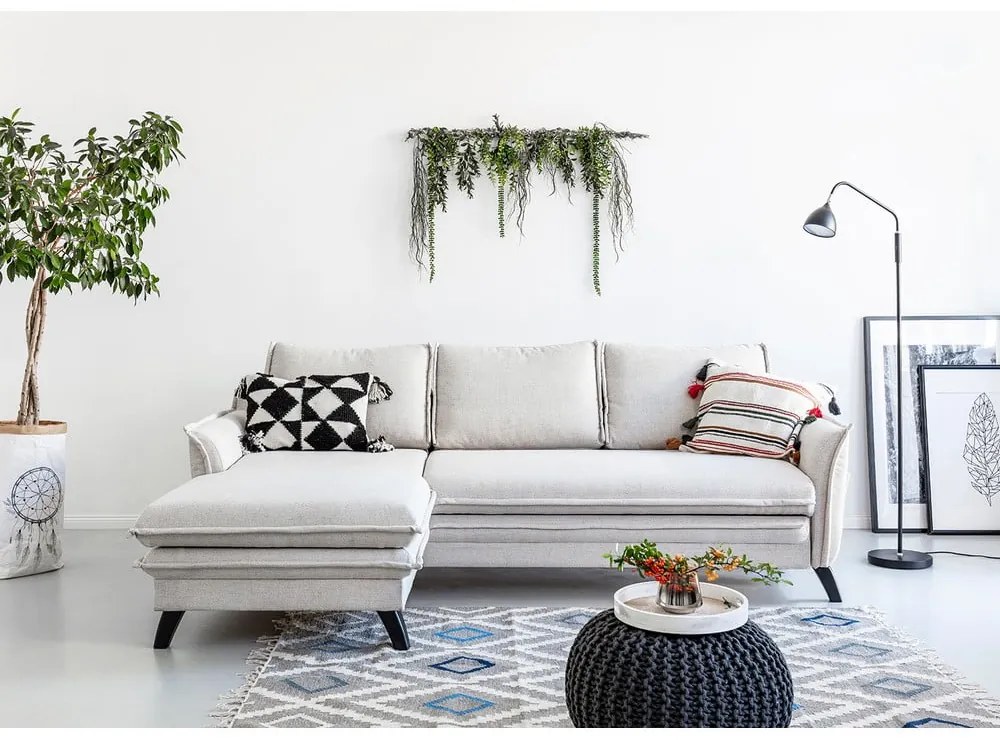 Divano letto angolare beige chiaro, angolo sinistro Charming Charlie - Miuform