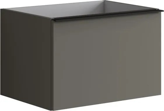 Mobile da bagno sospeso sotto lavabo Pixel plain 1 cassetto L 60 x H 40 x P 45.5 cm grigio carbone laccato opaco, con maniglia alluminio nero opaco