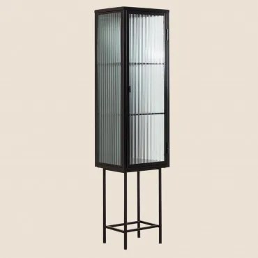 Vetrina ad 1 Anta in Metallo e Vetro Verticale Nero - Sklum