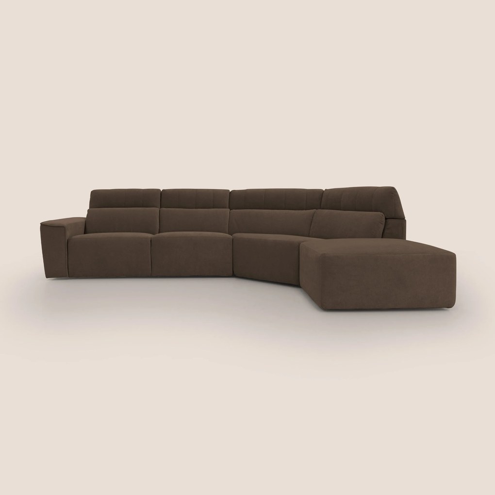 Clark Divano angolare con opzione relax elettrico in tessuto smacchiabile impermeabile T17 marrone