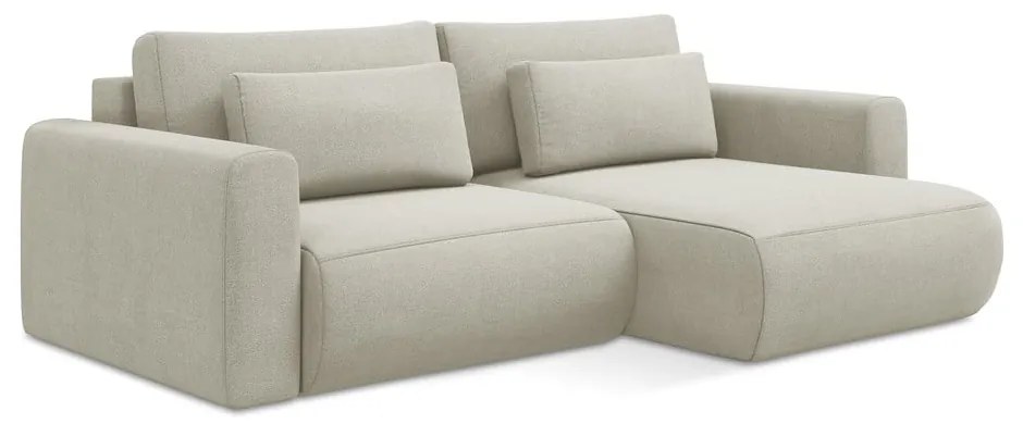 Divano angolare beige allungabile/con contenitore (con penisola a destra/con chaise lounge) Kapua – Makamii