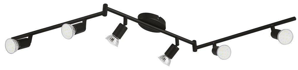 Spot Moderno Buzz Led In Acciaio Nero 6 Luci Gu10 2,8W Ip20