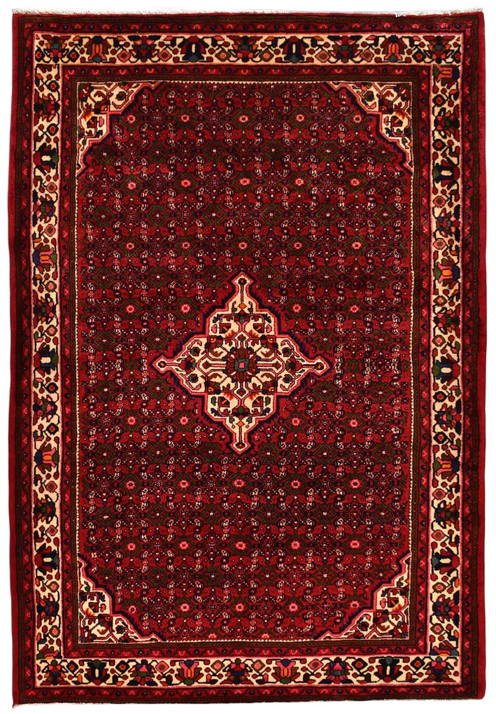 Hosseinabad Tappeto 300x210 Rosso (Iran) Annodato A Mano