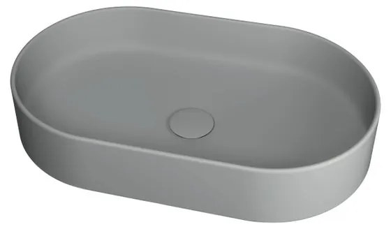 Lavabo da appoggio Smash OLYMPIA CERAMICA ovale in ceramica L 60 x H 14 x P 20 cm grigio piletta non inclusa