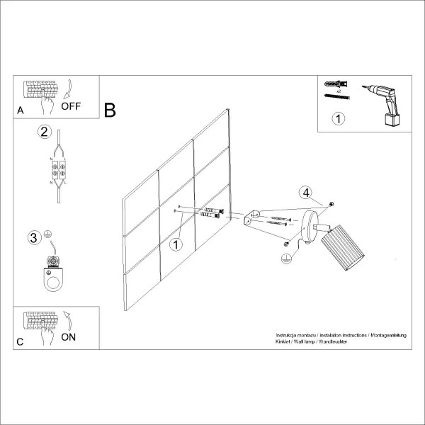 Sollux SL.1579 - Faretto da parete KARBON 1xGU10/10W/230V nero