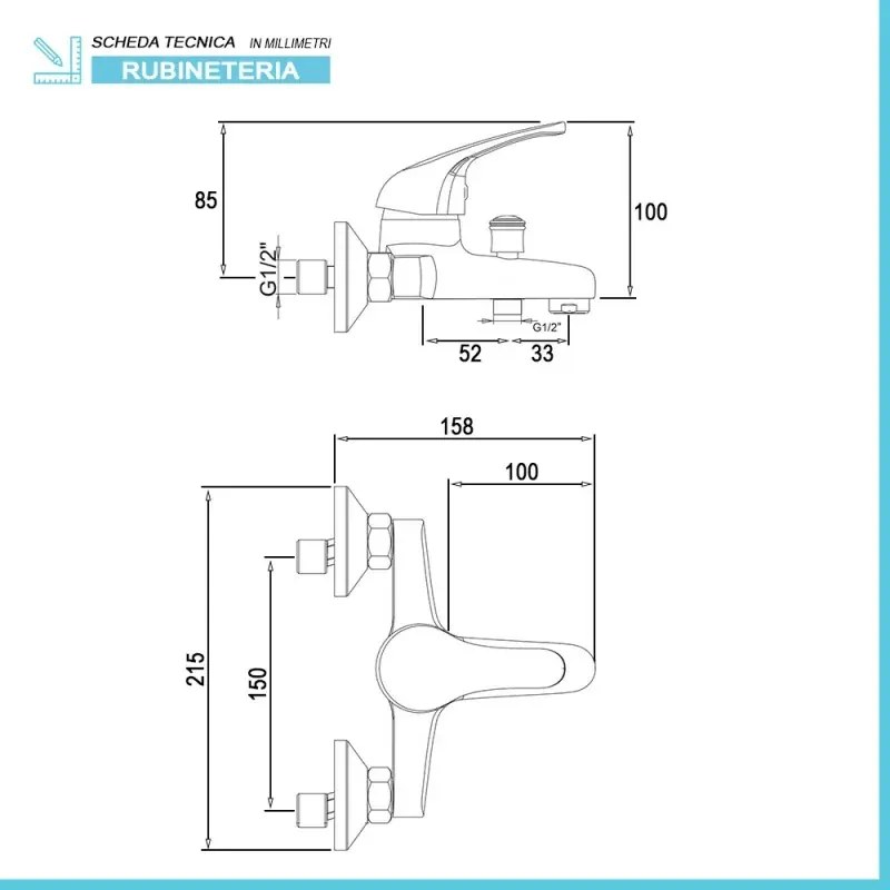 Set rubinetti lavabo bidet e vasca con kit doccia incluso Kant