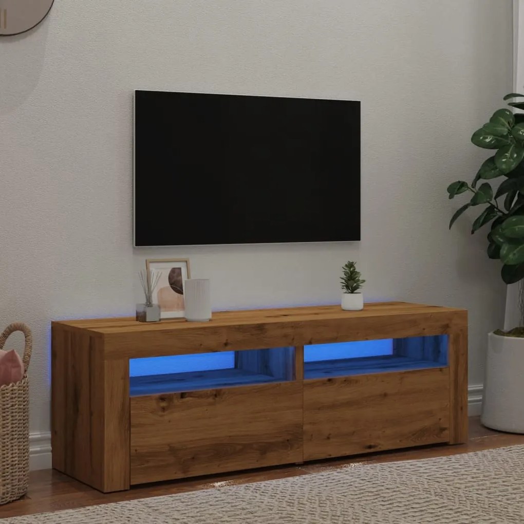 Mobile porta tv con led artigianale 120x35x40 cm multistrato