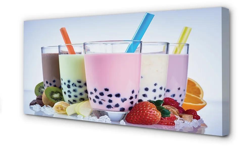 Quadro su tela Cocktail di latte con frutta 100x50 cm