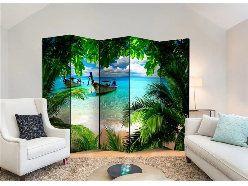 Paravento  Tropical Paradise II [Room Dividers]  Colore Verde, Dimensioni e Misure 225x172