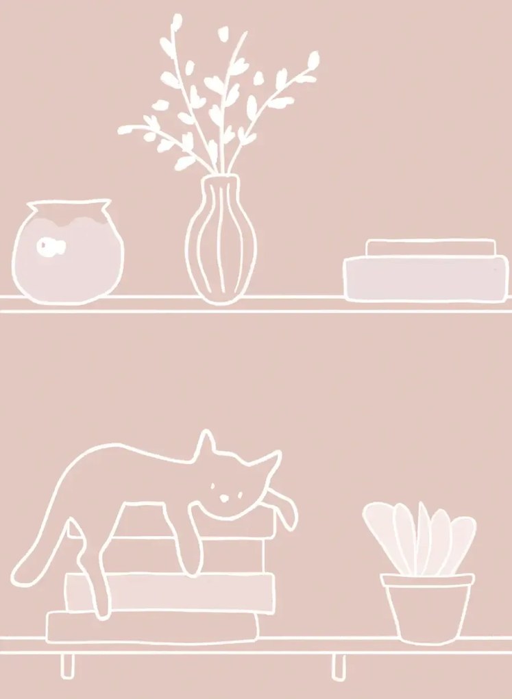 Coordonne Carta da parati My Library - Pinky