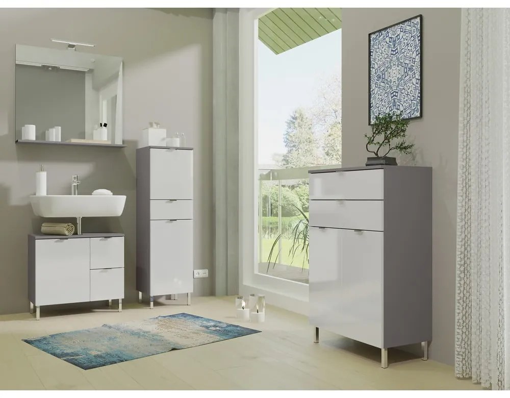 Mobile bagno alto bianco e grigio 34x120 cm Mauresa - Germania