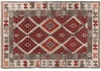 Tappeto in lana intrecciata a mano rosso grigio 200x140 cm Kilim