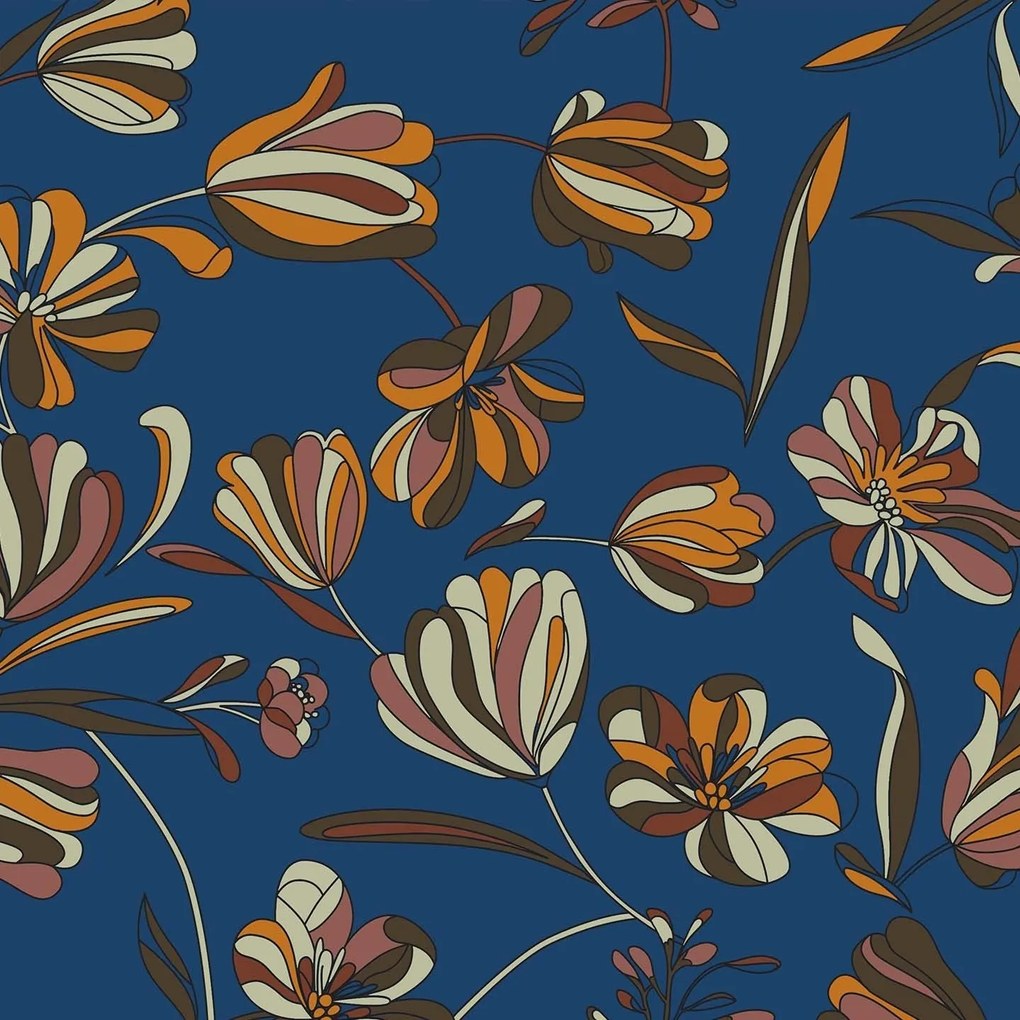 Omika collezione cuscini a fantasie multicolor in velluto impermeabile blu