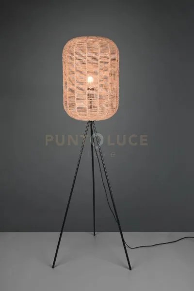 Runa piantana diffusore grande metallo nero e corda d.35cm h. 150cm...