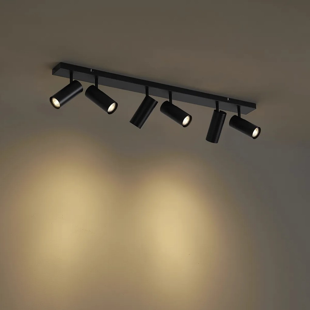 Plafoniera moderna nera 102 cm 6 luci regolabile - Renna