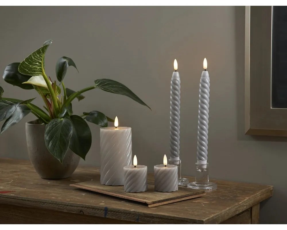 Set di 2 candele LED in cera grigia, altezza 7,5 cm Flamme Swirl - Star Trading