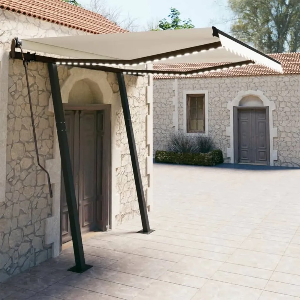 Tenda Da Sole Automatica Con Sensore Vento E Led 3x2,5 M Crema /