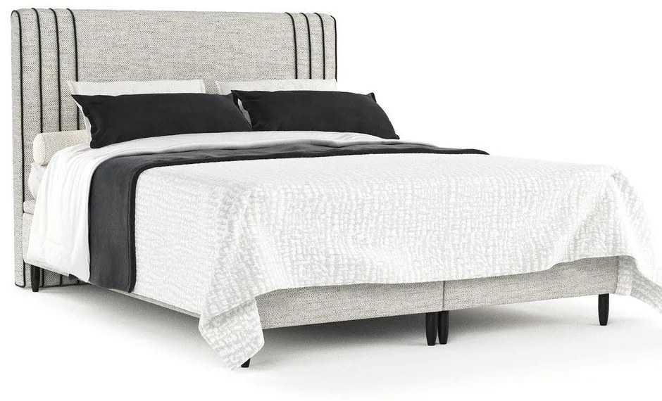 Letto matrimoniale imbottito grigio chiaro con contenitore 140x200 cm Musca - Maison de Rêve