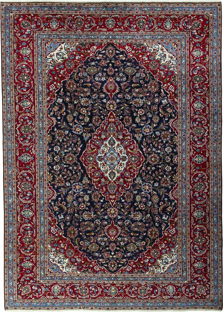 Kashan Tappeto 300 x 410 Blu (Iran) Annodato A Mano