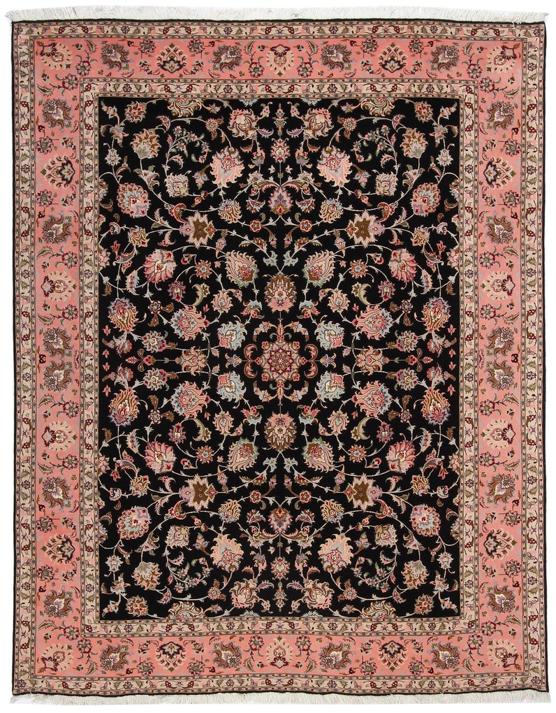 Tabriz Tappeto 260x210 Nero (Iran) Annodato A Mano