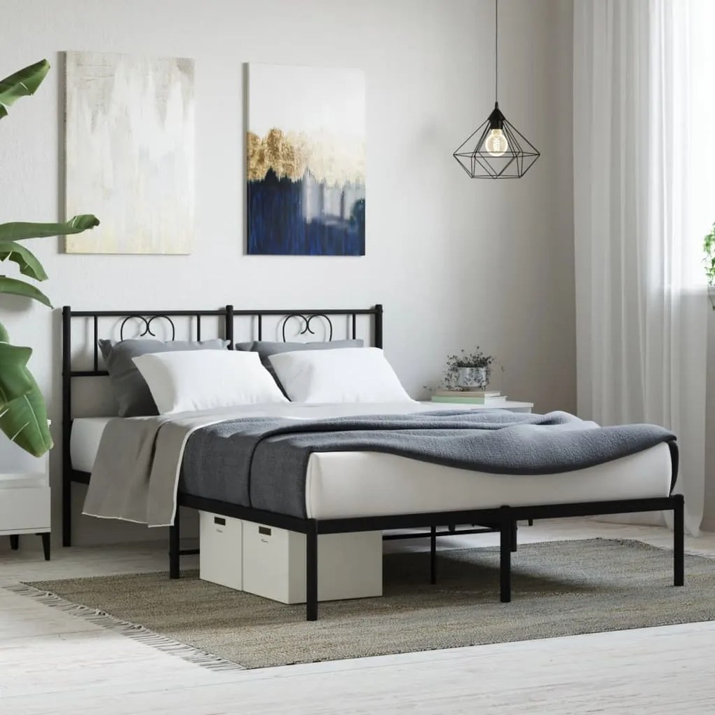 Giroletto Con Testiera İn Metallo Nero 160x200 Cm /