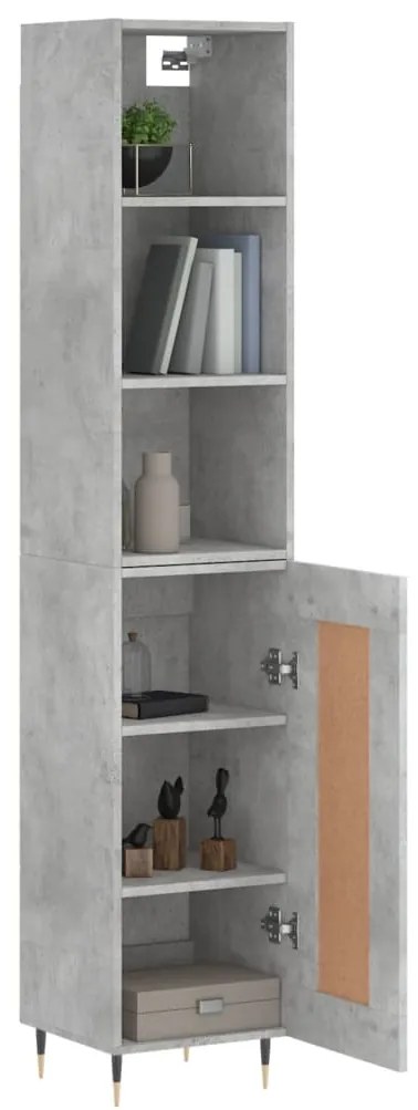 Credenza Grigio Cemento 34,5x34x180 cm in Legno Multistrato